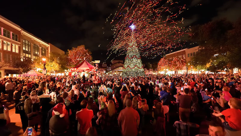 Christmas Decorations at Market Street in The Woodlands, Texas Stock Photo  - Alamy