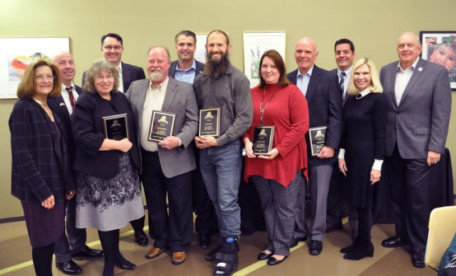 The Woodlands Township Board of Directors honored the Volunteers of the Year at a special reception on January 24, 2018. Left to right: Director Carol Stromatt, Darla D. Bell, Treasurer John Anthony Brown, Vice Chairman John McMullan, Bruce Morris, Chairman Gordy Bunch, Tim Golding, Alana Ashley, Stephen Terni, Secretary Dr. Ann Snyder, Director Brian Boniface and Director Bruce Rieser.