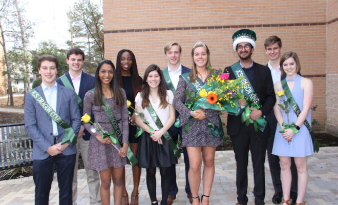 The John Cooper School’s 2018 Dragon Court strike a pose following a Pep Rally when seniors Gurtej Gill and Anne Sophie Albers were crowned Dragon King and Queen.