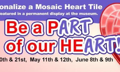 Be a pART of our heART Mosaic Heart Tile Workshop Children can be part of permanent exhibit at The Woodlands Childrens Museum