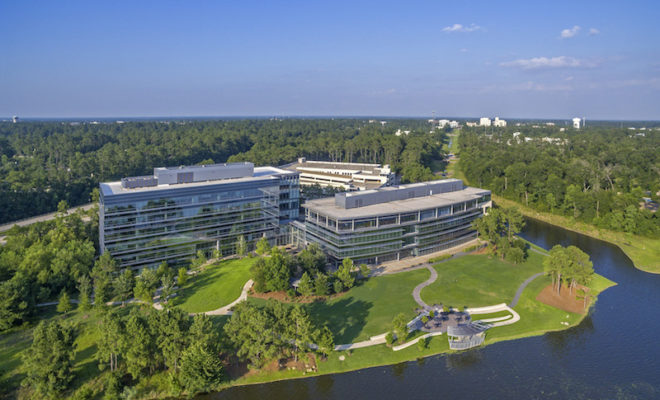 The Howard Hughes Corporation® has recently acquired the two former Chicago Bridge & Iron Company (CB&I) Class-A office buildings, situated on the northern end of Hughes Landing® in the acclaimed master planned community of The Woodlands®. Totaling 257,025 square feet, the two buildings are located on 12.92 acres on the north side of Lake Woodlands at 2103 Research Forest Drive, with approximately 3.4 acres of the total site designated for future development opportunity. The Howard Hughes Corporation will reposition the campus as “Lake Front North in Hughes Landing.”