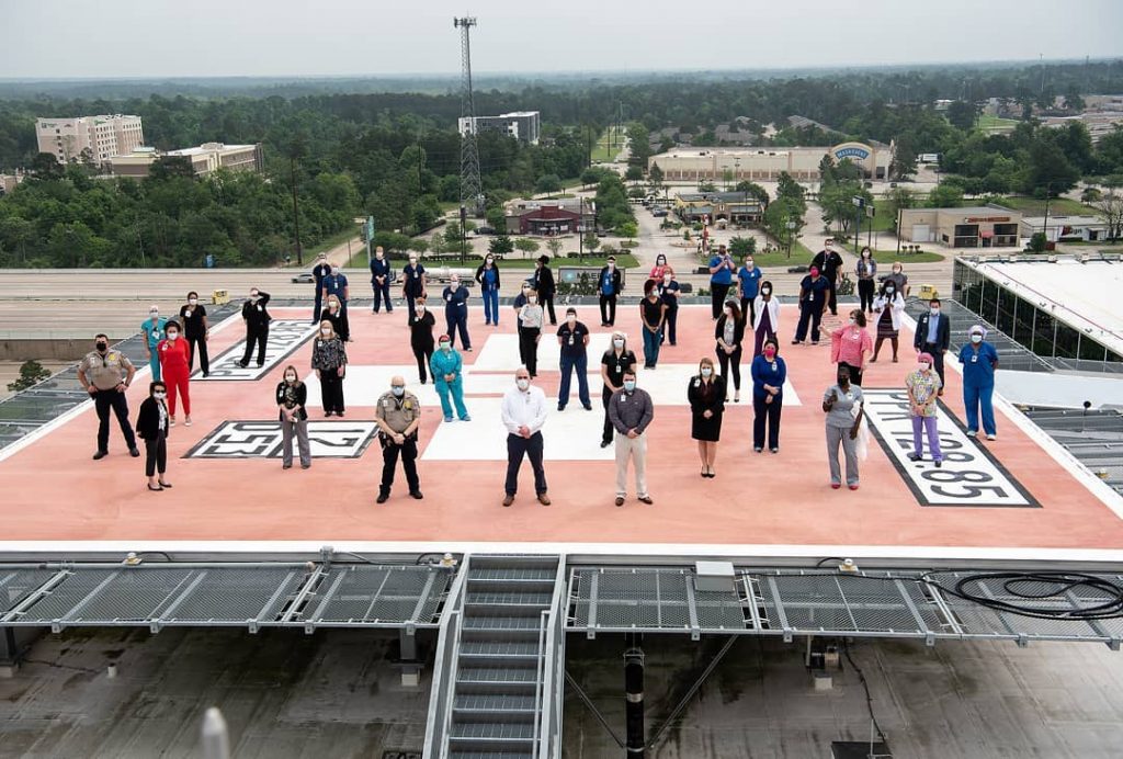 Memorial Hermann staff pray for Physicians and Community on Helipad