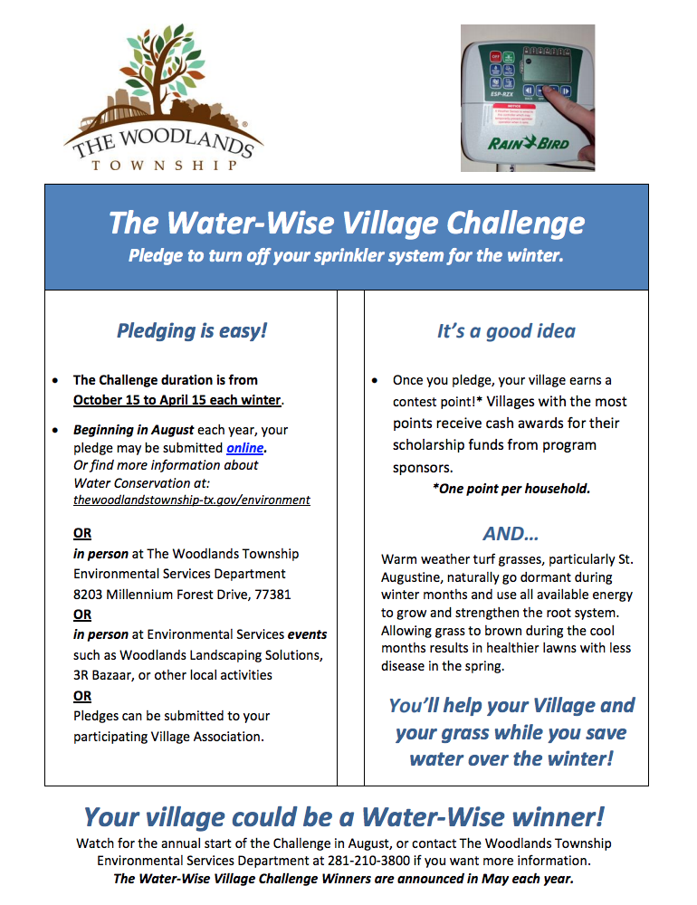 water wise village challenge township environmental services woodlands township no year