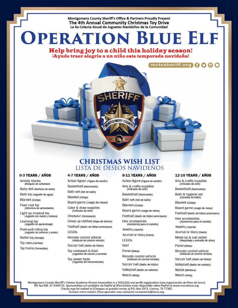 Montgomery County Sheriff's Office 4th Annual Operation Blue Elf