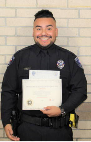 Shenandoah Police Department MADD Award 2020 Officer Jeremiah Ledesma