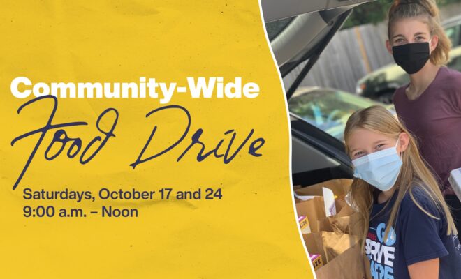 TWUMC Woodlands United Methodist Church community wide food drive 2020