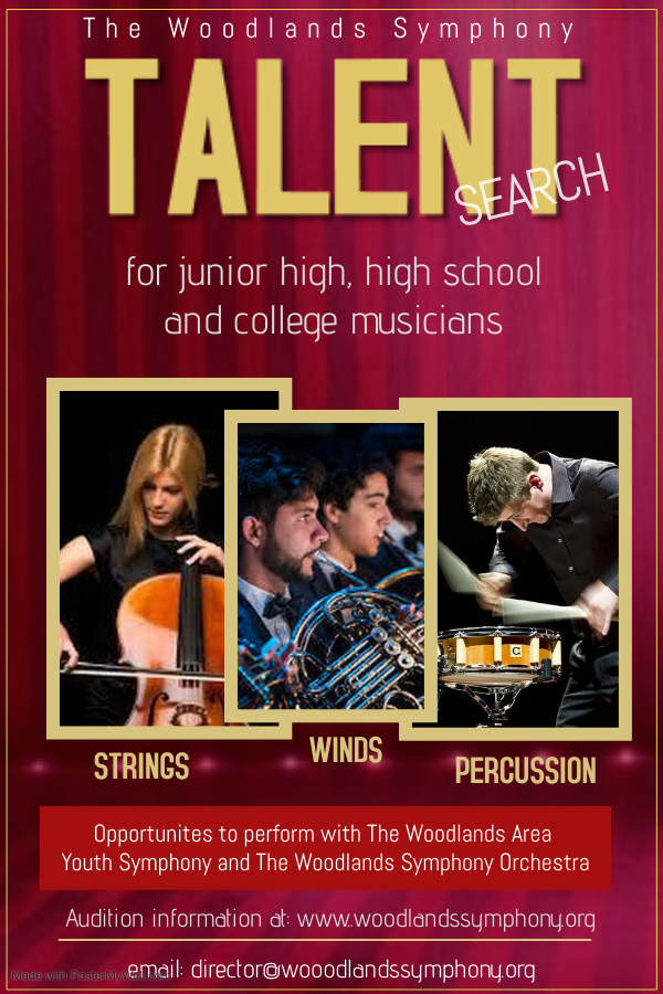 Woodlands Symphony Orchestra 2021 Talent Search flyer WSO