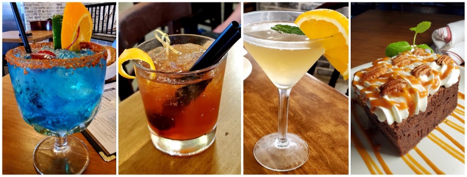 Fantasma Margarita, Dell's Old Fashioned, The Caboose cocktails and WB Chocolate Whiskey Cake