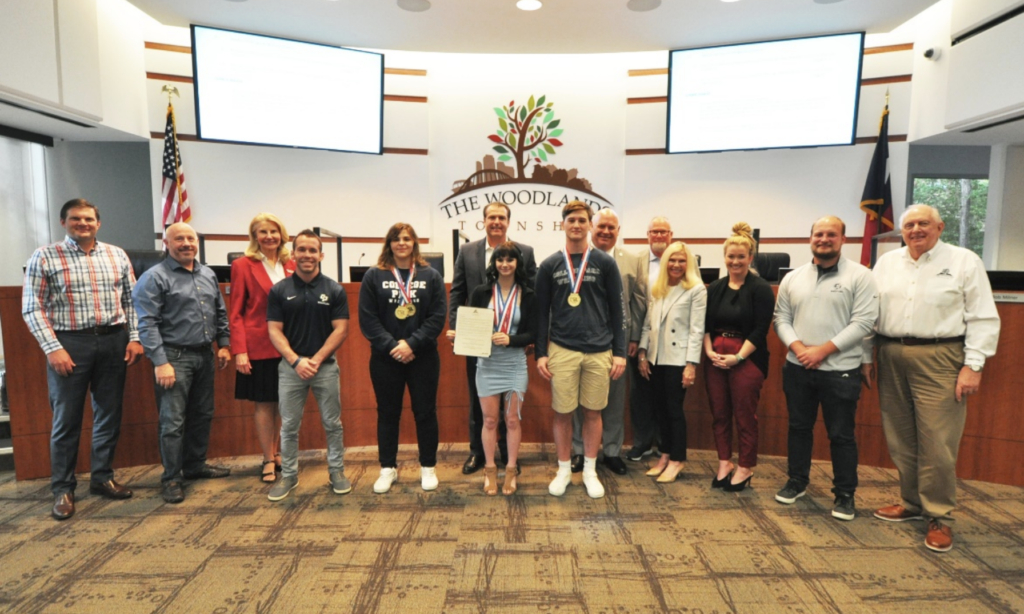 Members of The Woodlands College Park wrestling teams were recognized by The Woodlands Township Board of Directors and honored with a proclamation at the Board of Directors Meeting on May 20, 2021.