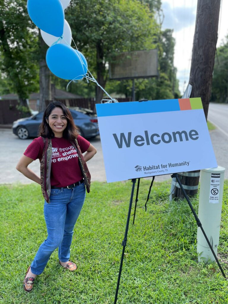 Family Service Manager Cinthia Sotelo at Veterans Homeowner Fair Habitat for Humanity Montgomery County Texas. 2021