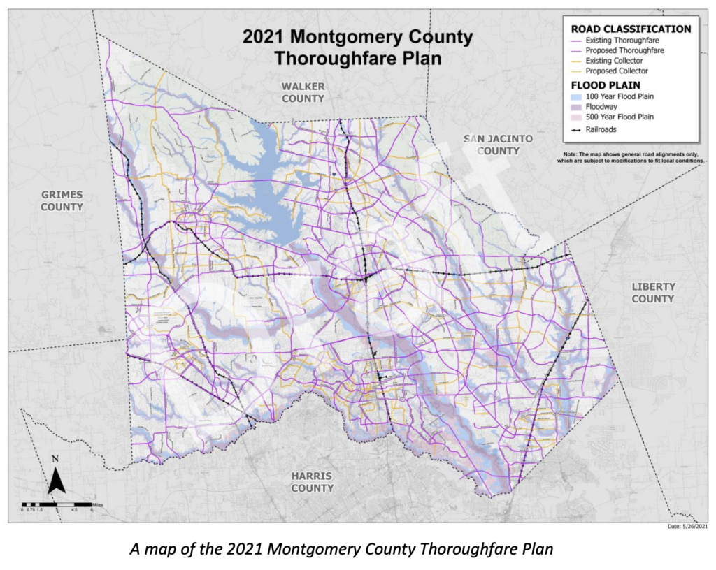 PHOTO: A map of the 2021 Montgomery County Thoroughfare Plan.