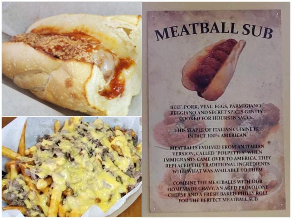 Meatball Sub, meatball artwork, and Philly Cheesesteak loaded fries. Photos by Nick Rama