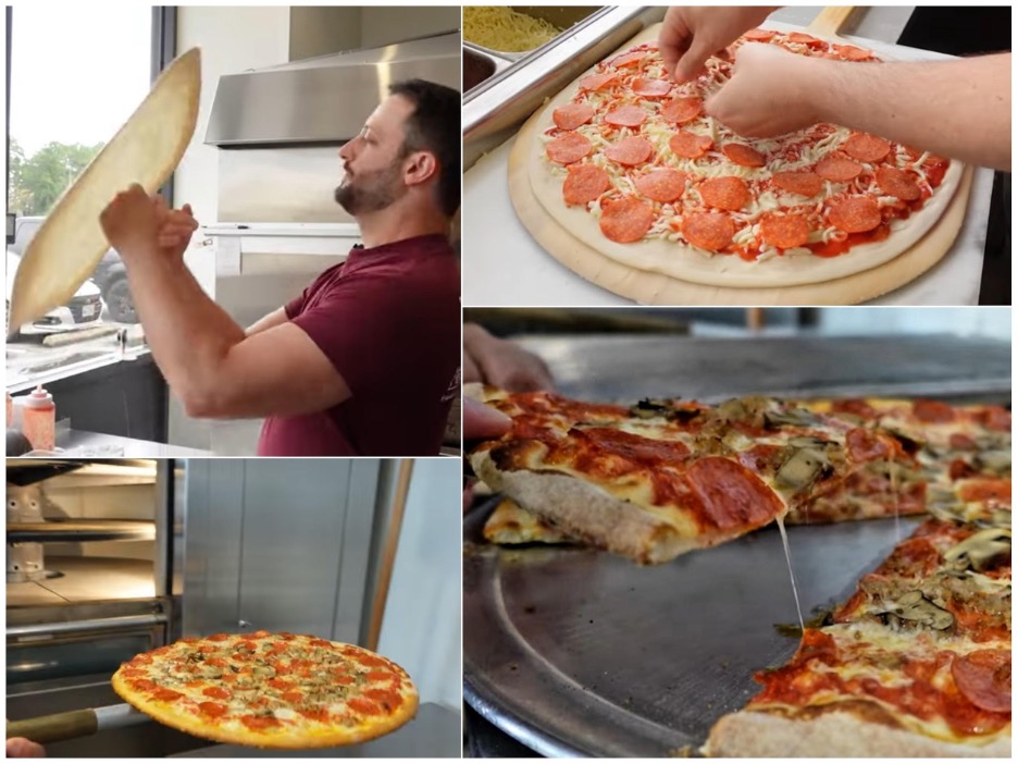 Vito Jr. tossing fresh pizza dough, preparation of pizza, hot out of the oven pizza. Photo by Nick Rama and Mike McCurdy.