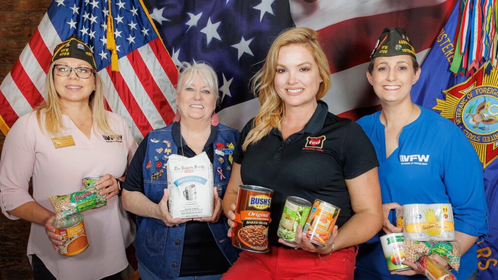 VFW Post 4709 of Montgomery County Keep US Fed Montgomery County Commander Kelly Glass, Cathi Hargrove (Auxillary), Tiffany Baumann Nelson, Junior Vice Commander Marcey Phillips.