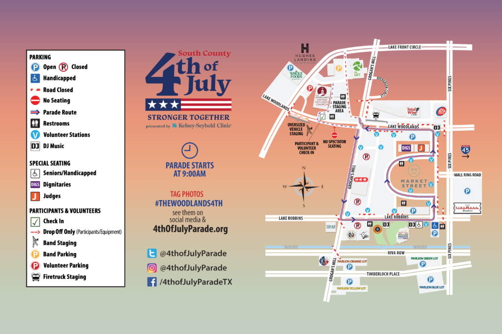 2022 Parade Map July 4 South County Parade The Woodlands