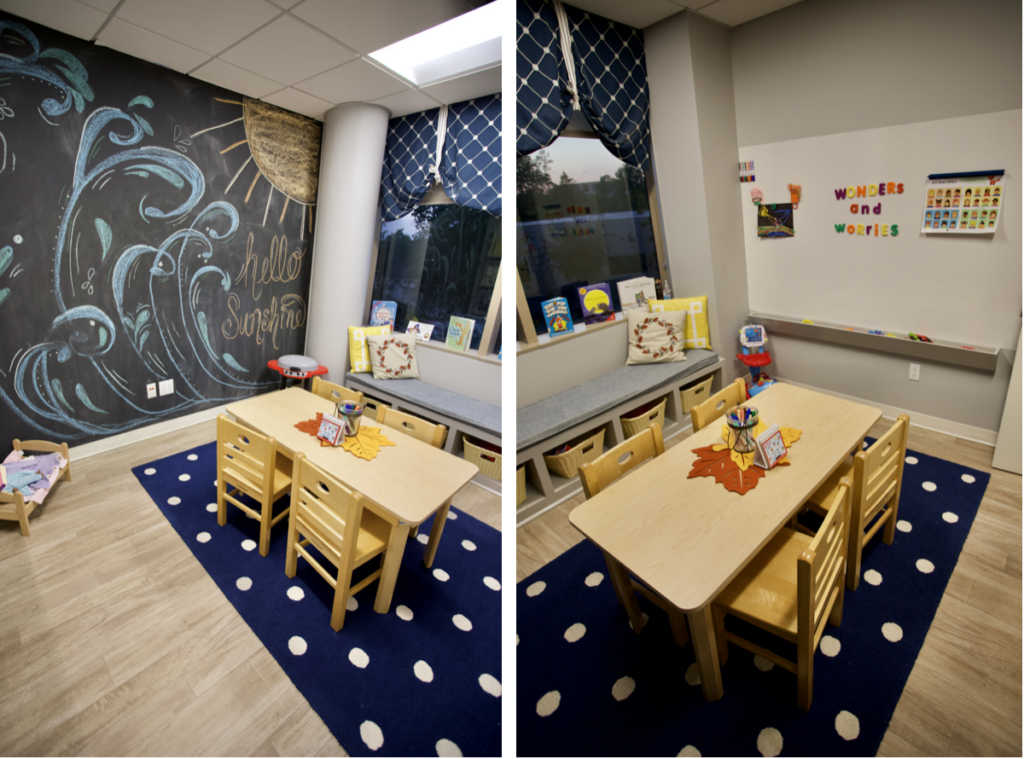 Wonders & Worries has an office and beautiful playroom located within Canopy in The Woodlands