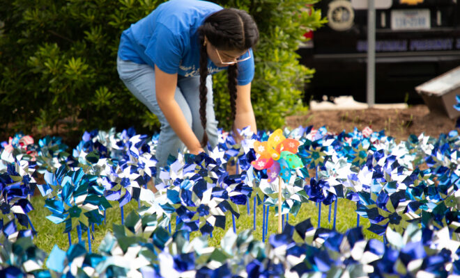 Children’s Safe Harbor Pinwheel Art Installation in The Woodlands