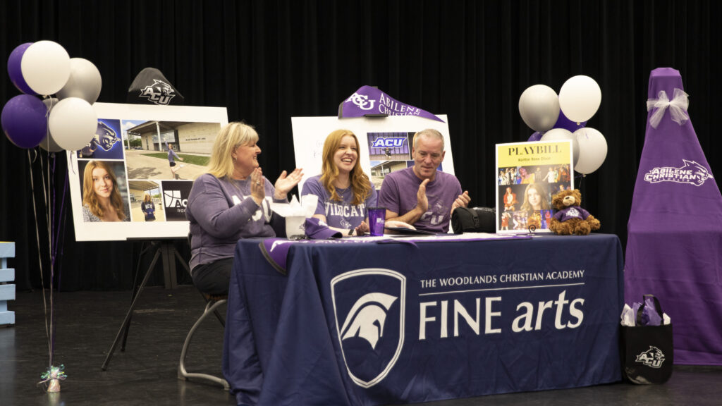 The Woodlands Christian Academy Fine Arts College Signing Day Class of 2023 with Kaitlyn Olson at Abilene Christian University