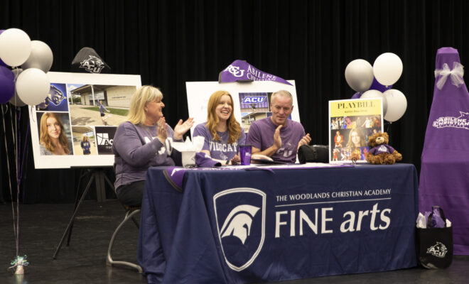 The Woodlands Christian Academy Fine Arts College Signing Day Class of 2023 with Kaitlyn Olson at Abilene Christian University