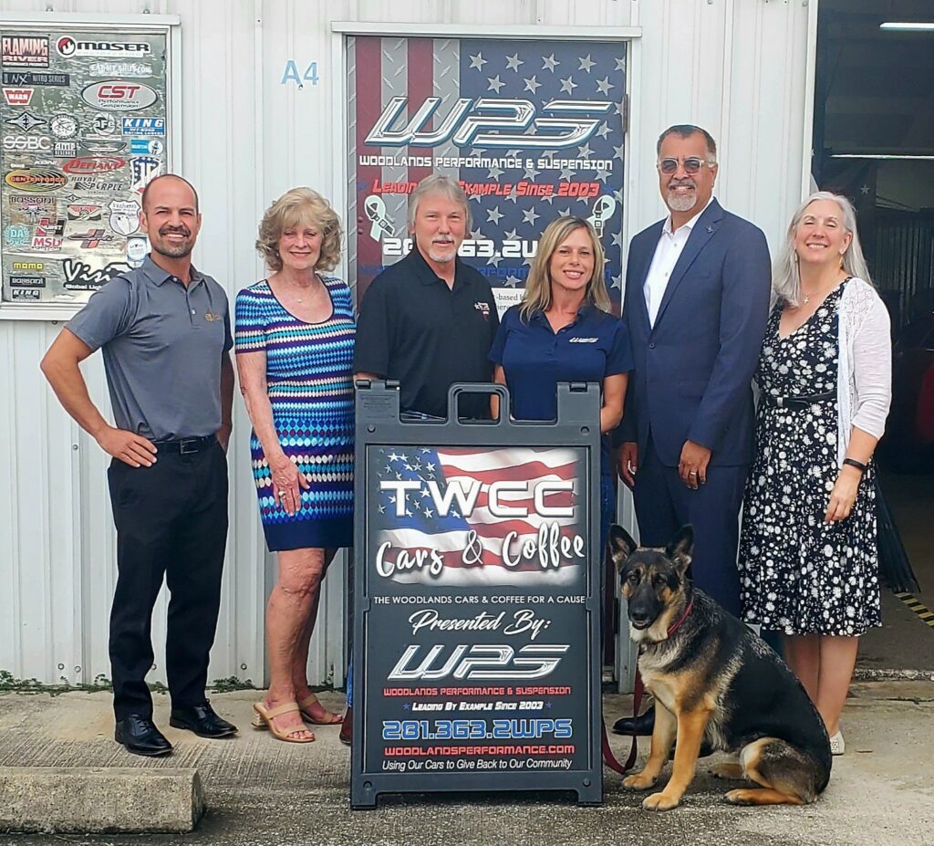 The Woodlands Car Club Change for Charity at Market Street The Woodlands 2023 First Quarter Recipient Montgomery County Community Foundation Veterans Fund with Julie Martineau