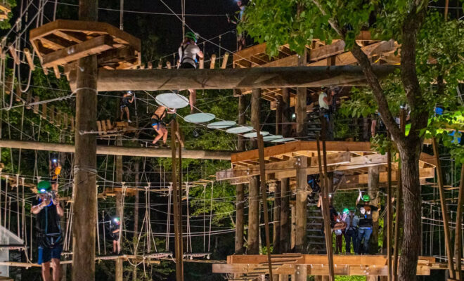 Texas TreeVentrues at Night Aerial Adventure Course The Woodlands Texas Rob Fleming Creekside