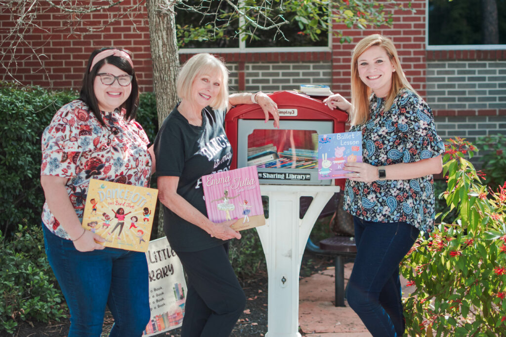 The Pavilion donates a variety of children’s dance-themed books to Ms. Boni’s Dance and Performing Arts Studio in celebration of Mrs. Mitchell’s 101st birthday.