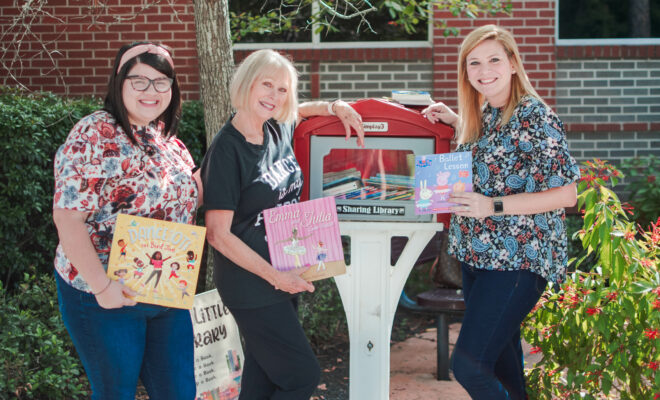 The Pavilion donates a variety of children’s dance-themed books to Ms. Boni’s Dance and Performing Arts Studio in celebration of Mrs. Mitchell’s 101st birthday.