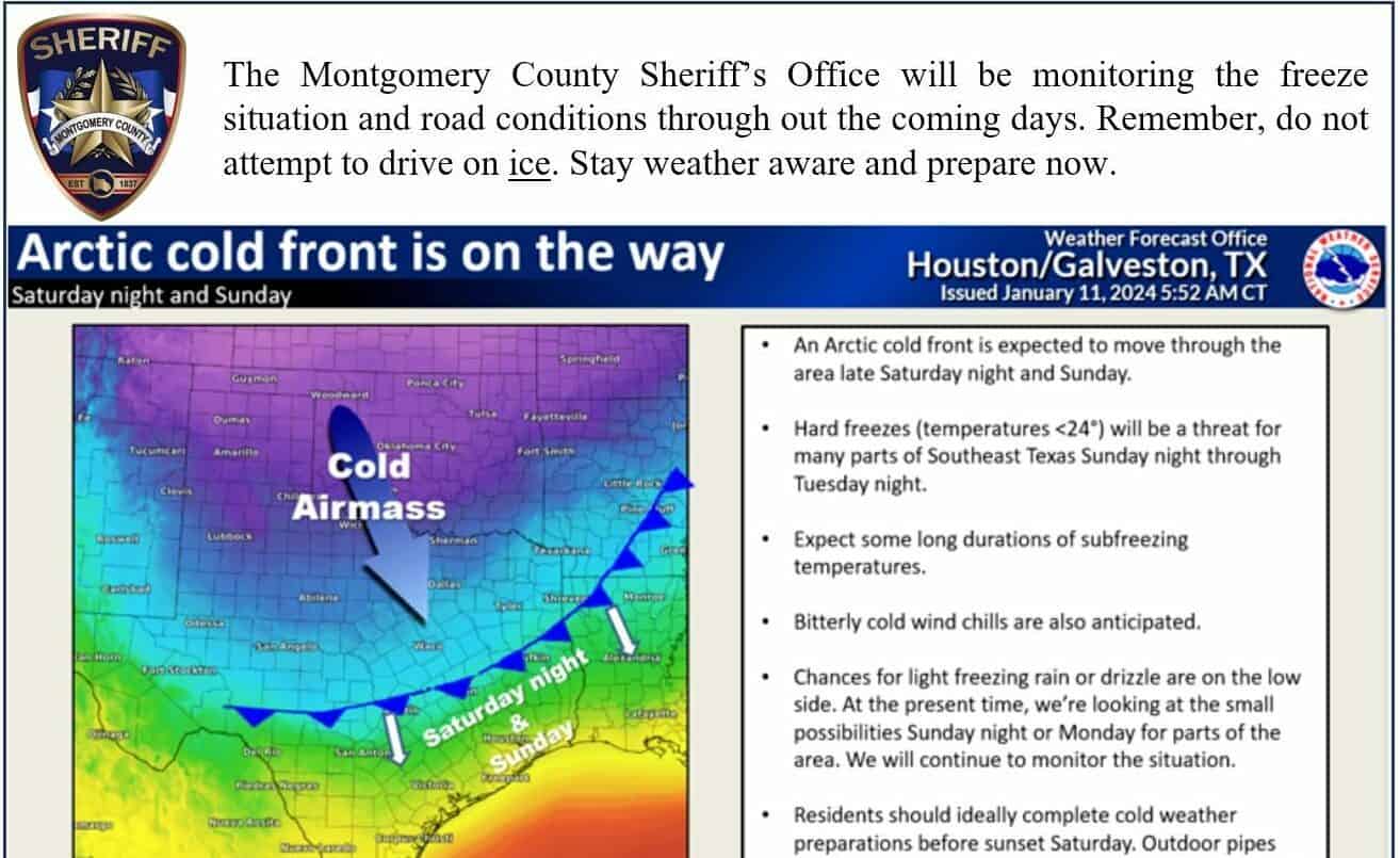 Hard Freeze Conditions This Weekend in Montgomery County - Hello Woodlands
