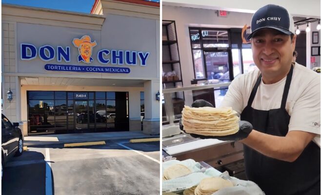 Don Chuy Tortilleria storefront / Owner Roberto Rubio with freshly made corn tortillas. Photos by Nick Rama