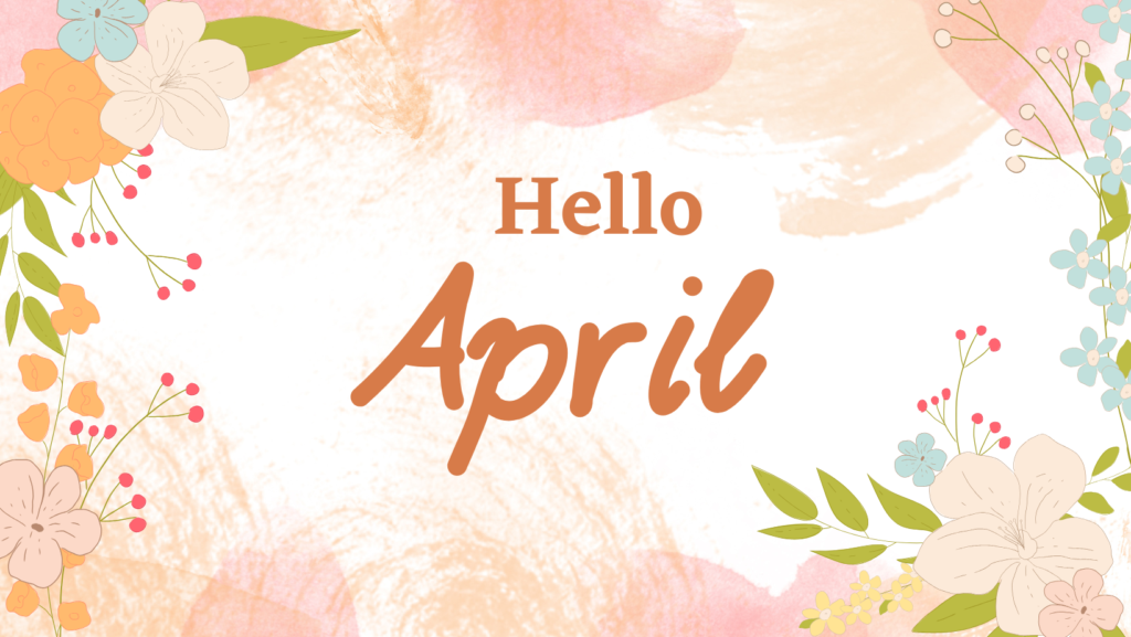 Orange and Pink Watercolor Hello April Facebook Cover