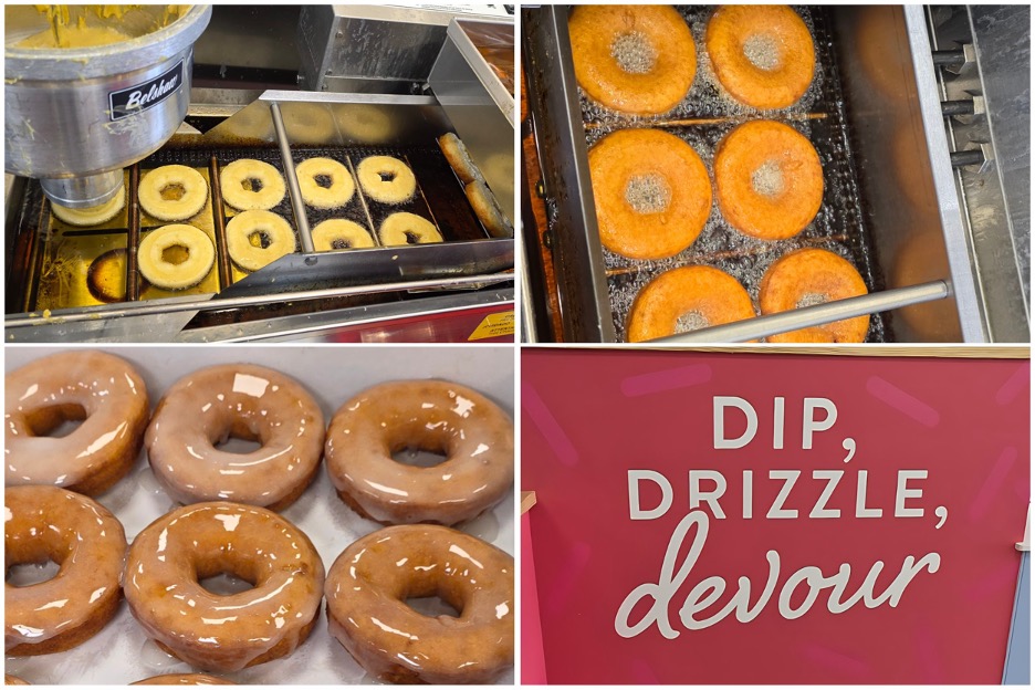 Donut maker / fresh donuts being made / hot and fresh glazed donuts. Photos by Nick Rama.