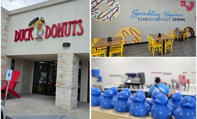 Duck Donuts store front / Dining area / Make-A-Wish Ducks. Photos by Nick Rama.