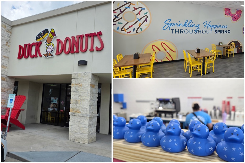Duck Donuts store front / Dining area / Make-A-Wish Ducks. Photos by Nick Rama.