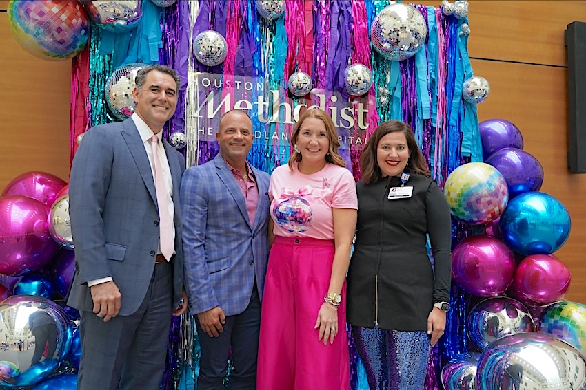 Chief Executive Officer David Bernard and Chief Operating Officer Krystle Riley pictured with breast cancer survivor Ashley Byers and her husband Ryan Byers.
