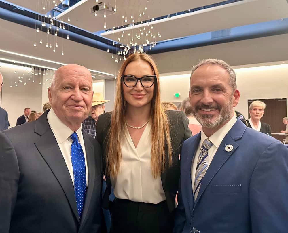The Honorable Kevin Brady, Library Director Dr. Janna Hoglund, and Pct. 3 Commissioner Ritch Wheeler at the Kevin Brady Library and Community Center unveilng event