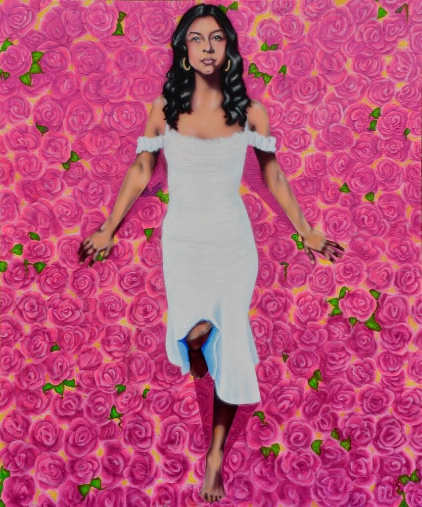 “Angelic Ari,” by Linda Hinojos, 2025, Acrylic and Airbrush on Canvas