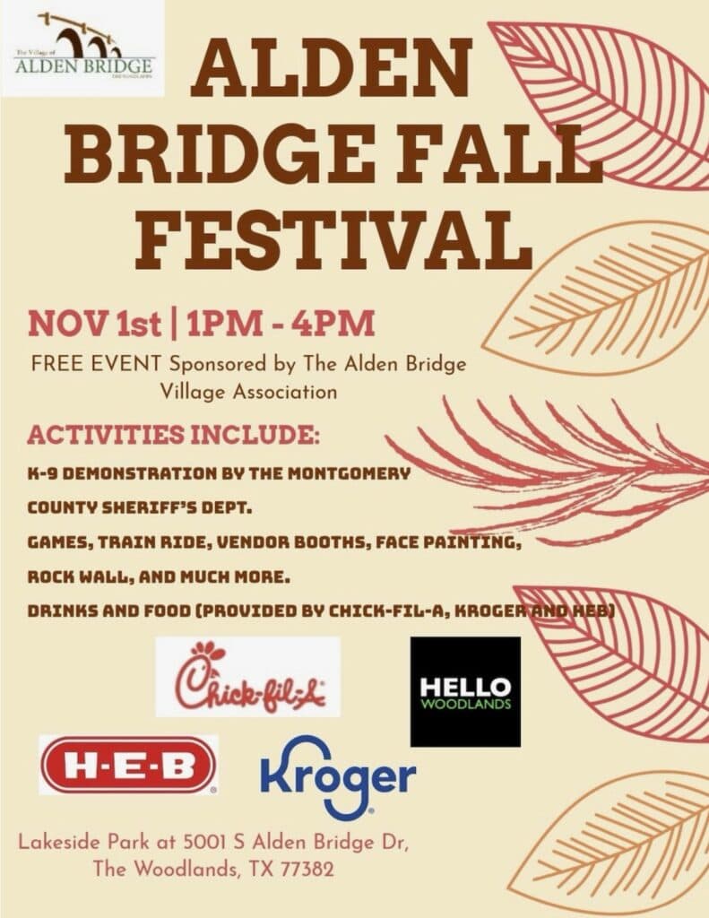 Alden Bridge Fall Festival 2025 in The Woodlands on November 1, 2025