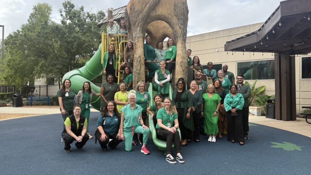 Memorial Hermann The Woodlands employees pictured in Wolf Park