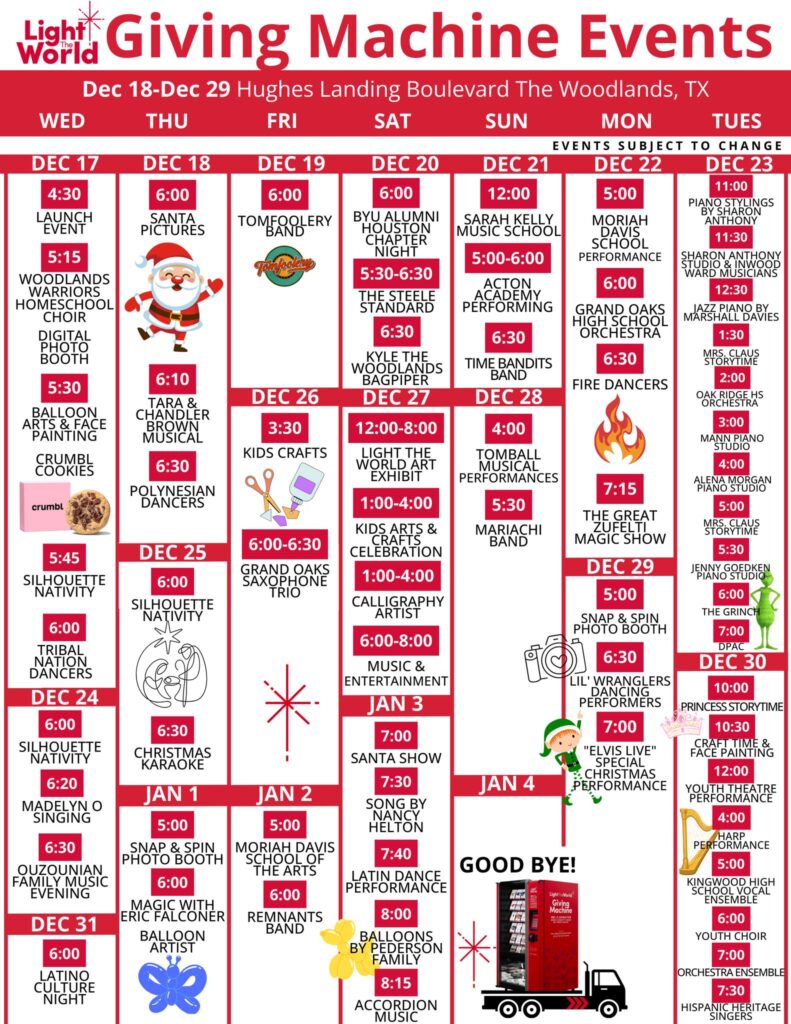 Giving Machine Events in Hughes Landing The Woodlands