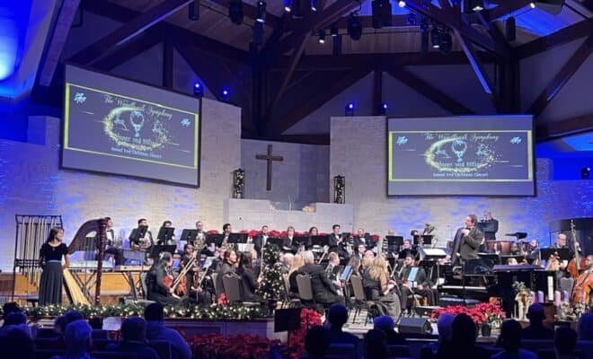 The Woodlands Symphony presents senior Elizabeth Howard from Grand Oaks HS a college scholarship.