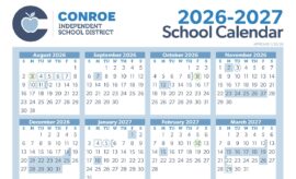 2026-2027 Conroe ISD Calendar approved