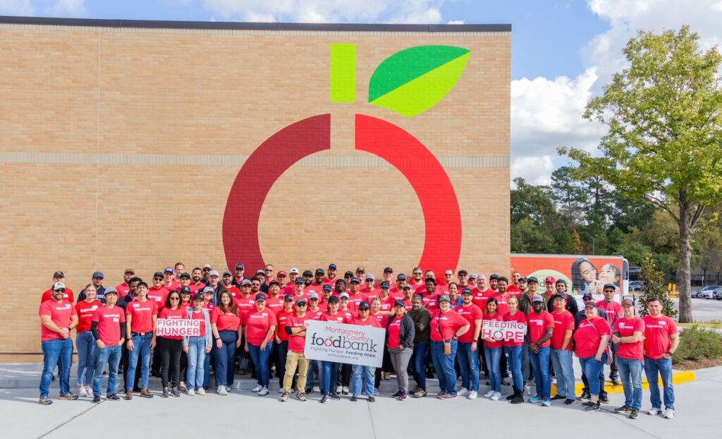 ExxonMobil employees before one of their many volunteer shifts at the Food Bank in 2025.