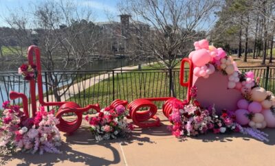 The “You Are LOVED” Bench on The Woodlands Waterway Transformed for Valentine’s Day