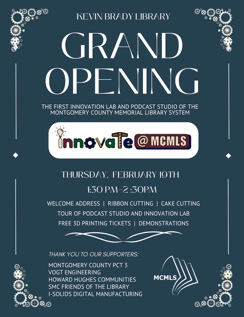 Kevin Brady Grand Opening - Innovation Space Invite