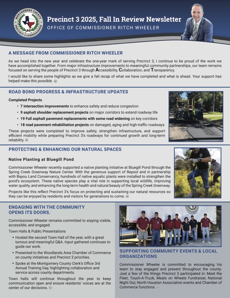 Montgomery County Commissioner Pct 3 Quarterly Update January 2026