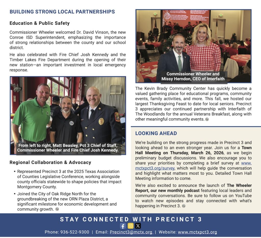 Montgomery County Commissioner Pct 3 Quarterly Update January 2026