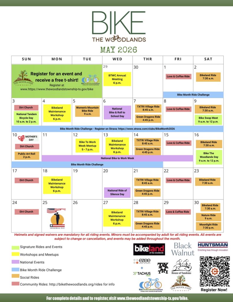 2026 May Bike Month in The Woodlands Calendar