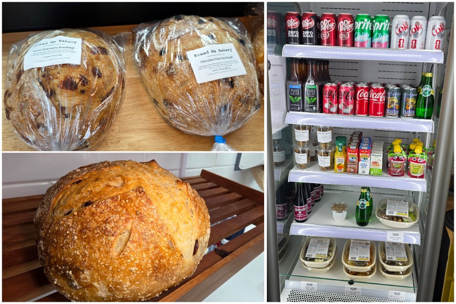 Bacon Mozzarella and Chocolate Chip Sourdough breads / Olive & Rosemary Bread / To-go beverages and “Eat This!” grab-and-go prepared meals. Photos by Nick Rama.