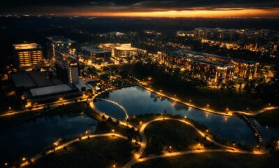 City Place urban core night aerial_credit City Place