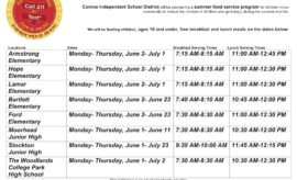 Conroe ISD Announces Free Summer Meals Program